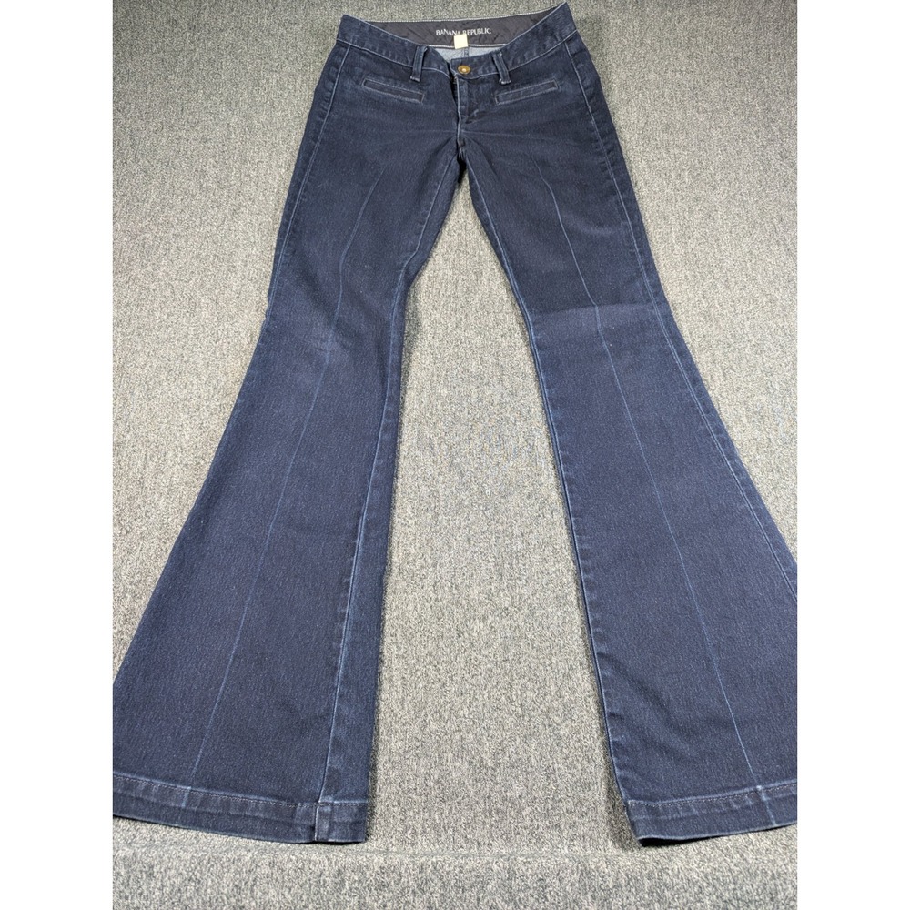 Banana Republic Womens 25 Dark Wash Flare Denim Jeans Trouser Pocket Indigo